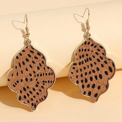 Fashionable Oversized Hoop Earrings Leopard Print Pendant Abalone Shell Women's Jewelry