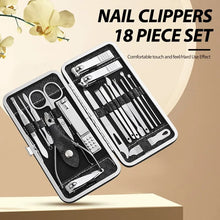 Load image into Gallery viewer, 18-Piece Nail Clipper Set with Dead Skin Pliers &amp; Leather Sleeve - Manicure Pedicure Kit