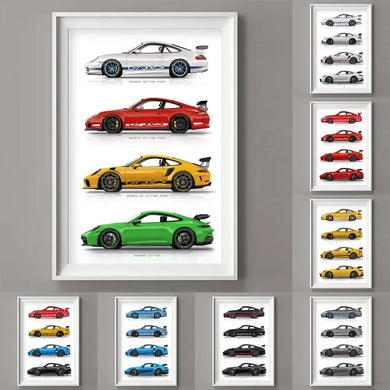 911 GT3 RS Supercar Poster Canvas Print Frameless Wall Art Gift for Car Lovers