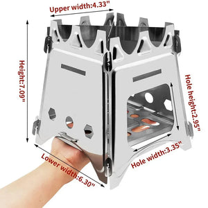 Portable Camping Wood Stove Stainless Steel Folding Lightweight Outdoor BBQ Picnic