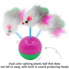 Load image into Gallery viewer, 2PCS Durable Colorful Feather Fur Mouse Tumbler Kitten Cat Toys Play Balls Supplies