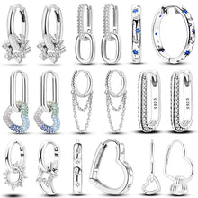 Load image into Gallery viewer, 925 Silver Hoop Earrings  For Woman Pendientes Zircon Heart Shape Star Eardrop Original Earring Fashion Jewelry