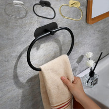 Load image into Gallery viewer, Self-adhesive Stainless Steel Towel Holder Bathroom Kitchen Rack Hanger Ring Black