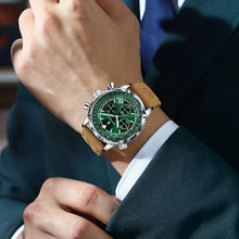 Load image into Gallery viewer, POEDAGAR Luxury Business Men's Watch Waterproof Luminous Date Chronograph Leather Man Clock Fashion Quartz Watches For Men Reloj
