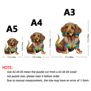 Wooden Carving Dog Puzzle - Round Animal Jigsaw, Super Hard Adult Toy