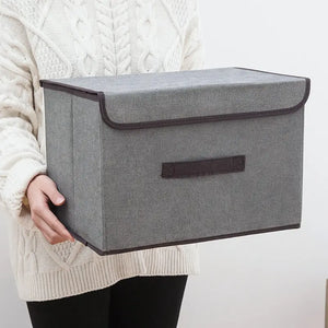 Gray Fabric Fold Storage Box | Home Clothing Toy Organizer
