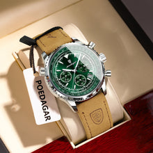 Load image into Gallery viewer, POEDAGAR Luxury Business Men's Watch Waterproof Luminous Date Chronograph Leather Man Clock Fashion Quartz Watches For Men Reloj