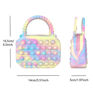 Pop Purse Crossbody Bag - Silicone Sensory Push Pop Bubble Coin Pouch for Kids & Autism Relief