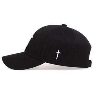 Unisex Cross Embroidery Snapback Baseball Cap Outdoor Adjustable Casual Sun Hat