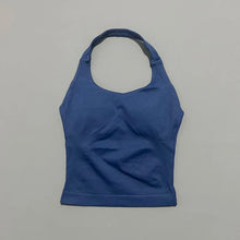 Load image into Gallery viewer, HISTELLO Impact Halter Top Seamless Longline Strappy Gym Top Women Built-in Bra Removable Cups Activewear Yoga Tank Tops