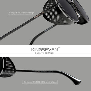 KingSeven Gothic Steampunk Polarized Sunglasses Vintage Round Metal Frame Men