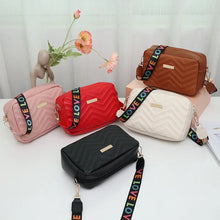 Load image into Gallery viewer, Rilibegan Embroidered Camera Bag PU Small Square Shoulder Bag with Printed Strap