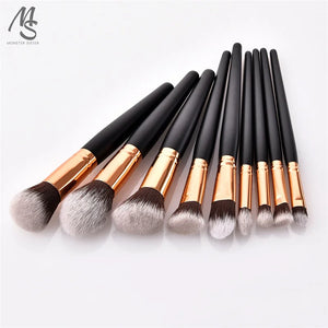 European Brush Set! 10 Pcs, Face & Eyes, Travel