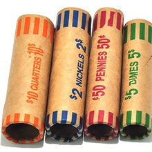 Load image into Gallery viewer, Colored Coin Wrappers! Kraft Paper, Bulk Rolls