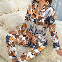 Load image into Gallery viewer, Women Satin Pajama Casual Sleepwear Home Clothes Suit Autumn Long Sleeve Button Up Top &amp; Pants Nightwear Loungewear Pyjama Femme