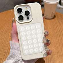 Load image into Gallery viewer, Luxury 3D Suction Cup Stand Litchi Pattern Phone Case For iPhone 17 16 15 14 Pro Max Plus 11 12 13 Pro Max X XR XS 16E Cover