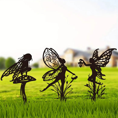 Metal Garden Fairy Outdoor Decor Patio Lawn Whimsical Statue Ornament