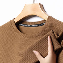 Load image into Gallery viewer, Short sleeved Polo shirShort sleeved Waffle Solid Polot fashion splicing men's round neck top cotton daily short sleeved T-shirt