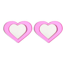 Load image into Gallery viewer, YAOLOGE Pink Mirror Heart Stud Earrings for Women – Acrylic Jewelry Gift for Party