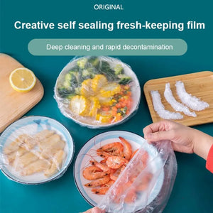 100/300pcs Disposable Food-Grade Fresh-Keeping Film Covers - PE Bowl Sealing Wraps