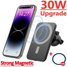 Load image into Gallery viewer, 30W Magnetic Car Wireless Charger For iPhone 15 14 13 12 Pro Max Mini Macsafe Car Phone Holder Stand Mount Fast Charging Station