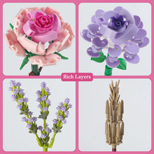 Load image into Gallery viewer, Mini Pink Rose Lavender Building Block Flower Bouquet Home Decor Toy Kit