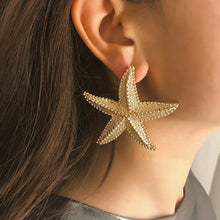 Load image into Gallery viewer, Trendy Boho Starfish Earrings - Exaggerated Gold Studs, Summer Fashion