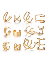 Load image into Gallery viewer, 12 Pc Vintage Clip-On Earrings! Gold/Silver, Crystal 12 Pc Vintage Clip-On Earrings! Gold/Silver, Crystal