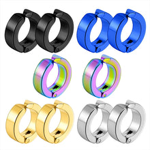 Load image into Gallery viewer, 2 Pcs Classic Korean Punk Stainless Steel Ear Clip Earrings for Men Women Black No Pierced Fake Ear Circle New Pop Jewelry