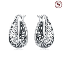 Load image into Gallery viewer, 925 Sterling Silver Floral plant series greenery iris vine Hoop Earrings For Women Wedding Engagement Birthday Jewelry Gift 2024