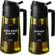 Load image into Gallery viewer, 470 ml Oil Sprayer for Cooking,2-in-1 Olive Oil Dispenser and Oil Spray Bottle,Oil Spray with Stickers,Thick Glass Spray Bottle