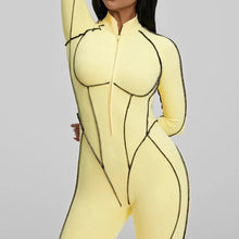 Load image into Gallery viewer, FUBEIKE Women's Yoga Set Fashion Sexy Slim Fit Long Sleeve Zipper Sports Gym Workout Legging Bodysuits Outdoor Activewear