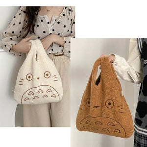 Large Canvas Tote Bag for Women, Cotton Cloth Handbag, Cartoon Print, Fashion Purse