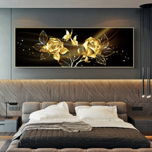 Load image into Gallery viewer, Modern Abstract Wall Art - Black and Gold Flowers - HD Canvas Oil Painting Poster