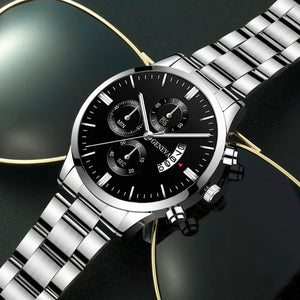 Luxury Men's Quartz Watch - Stainless Steel - Business Wristwatch with Calendar - Reloj Hombre