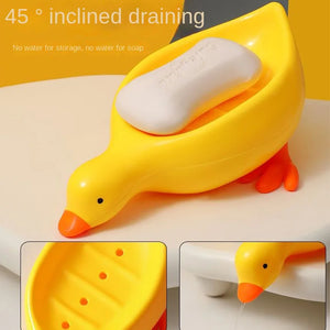 Cute Duck Self-Draining Soap Tray Rack - Bathroom Kitchen Shower Sink Holder