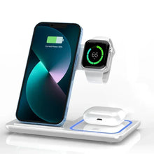 Load image into Gallery viewer, 3 in 1 Wireless Travel Charger Stand For iPhone 16~12 Pro Max iWatch S10~2 SE Ultra AirPods 4/3 Pro Foldable Fast Charging Dock