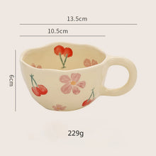 Load image into Gallery viewer, Handmade Ceramic Mug – Irregular Flower Design Coffee Cup, Tea &amp; Breakfast Mug