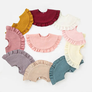 2pcs Baby Burp Cloths Lace Bibs Soft Cotton Adjustable Newborn Toddler Feeding