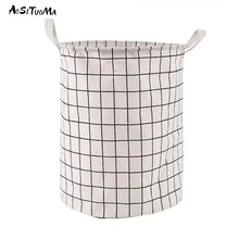 Load image into Gallery viewer, Large Foldable Plaid Storage Basket | Waterproof Cotton Linen