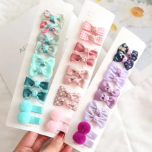 Load image into Gallery viewer, 10Pcs Plaid Bowknot Baby Girl Hairpins - Floral Dot Hair Clips - Kid Barrettes Headwear