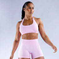 2 Pieces Yoga Suit for Women Seamless Fitness Gym Clothes Halter Sports Bra Matching Impact Shorts Workout Sets Gym Outfit