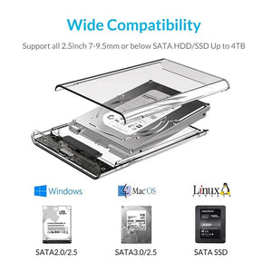 USB 3.0 to SATA III Hard Disk Case - 2.5-Inch External Enclosure for HDD/SSD