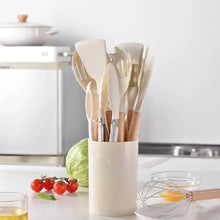 Load image into Gallery viewer, 12Pcs Silicone Utensils Set Non-Stick Cookware Spatula Shovel Egg Beaters Wooden Handle Kitchenware Home Kitchen Cooking Tools