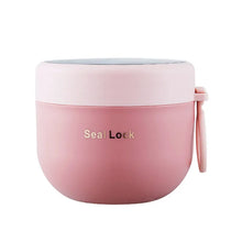 Load image into Gallery viewer, Breakfast Cup with Lid Reusable Plastic Spoons Portable Stainless Steel Yogurt Cup for Cereal Milk Fruit Salad Storage Container
