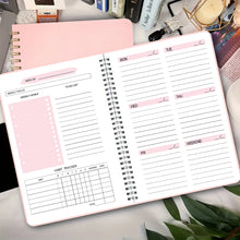 Load image into Gallery viewer, 52 Weeks Weekly Planner Notebook A5 Undated Spiral Agenda Daily Student Schedules Journal Stationery Office School Supplies