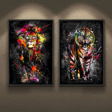 Load image into Gallery viewer, Abstract Colorful Animal Art - Lion, Tiger, Fox, Dog, Elephant - Graffiti Wall Canvas Decor