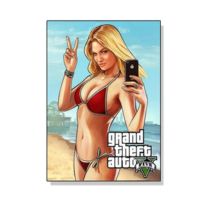 Video Game Grand Theft Auto Poster Canvas Painting GTA 5 Wall Picture Print For Modern Gamer Living Room Home Decoration