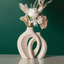 Load image into Gallery viewer, Hollow Nordic Modern Ceramic Vase Set of 2 for Modern Home Decor,Modern Boho Hollow Flower Vases for Living Room Bookshelf