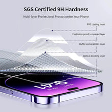 Load image into Gallery viewer, Tempered Glass for iPhone 14 Pro 15 16 17 13 12 11 pro max screen protector for iphone 15 pro mica for iphone 13 14 pro glass